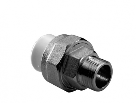 Муфта комбинированная разъёмная (американка) с наружной резьбой 20х1/2'мм (белый)